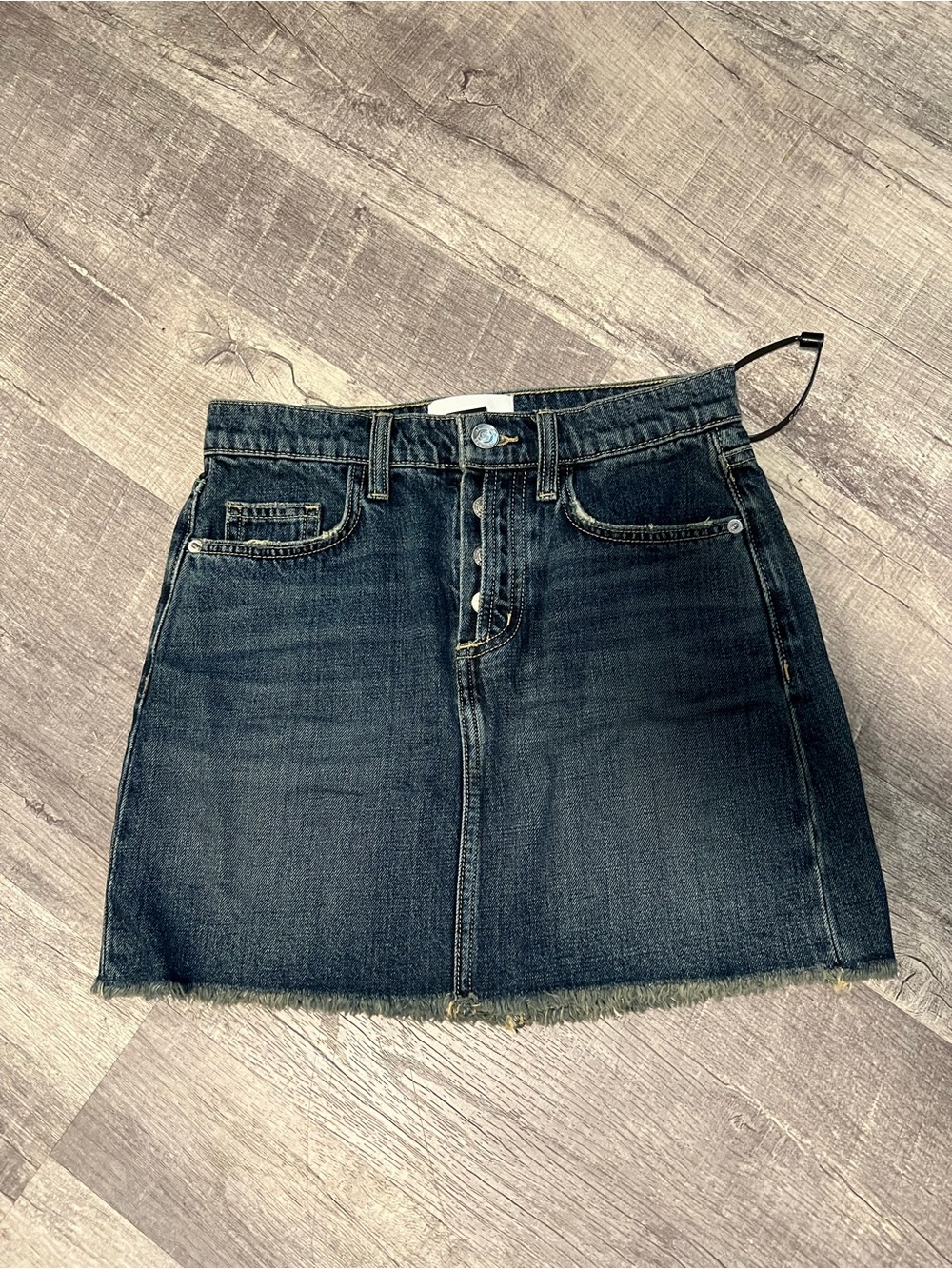 Current/Elliott Dark Indigo Button-Front Denim Mini Skirt